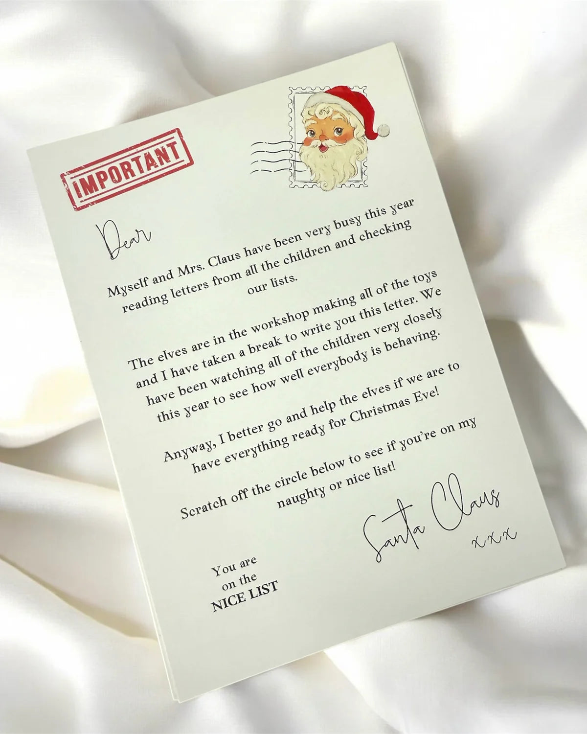 Nice List scratch card from Santa