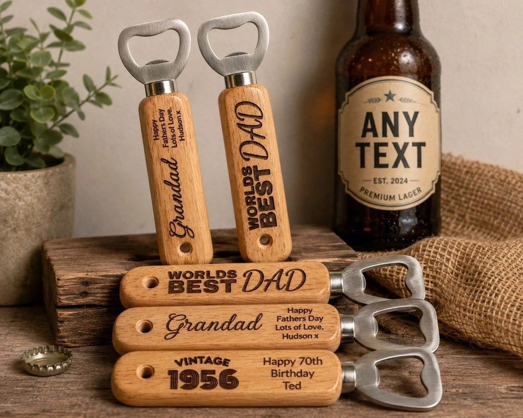 Personalised Wooden Bottle Opener Engraved Gift for All Any Occasion
